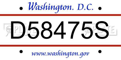 D58475S District Of Columbia License Plate