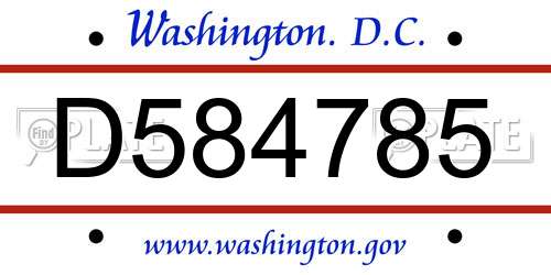 D584785 District Of Columbia License Plate