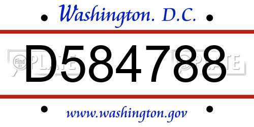 D584788 District Of Columbia License Plate