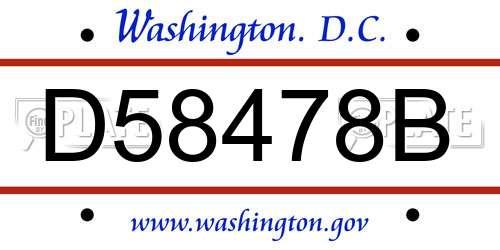 D58478B District Of Columbia License Plate