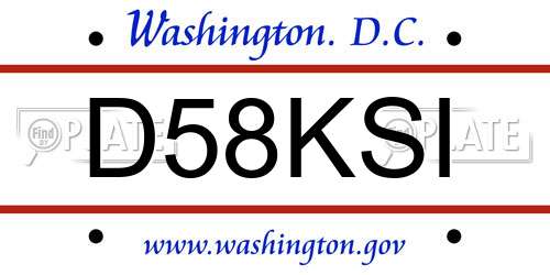 D58KSI District Of Columbia License Plate
