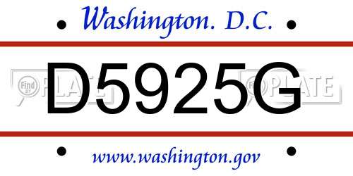 D5925G District Of Columbia License Plate
