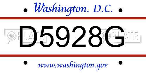 D5928G District Of Columbia License Plate