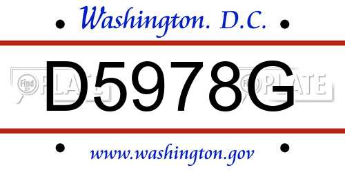 D5978G District Of Columbia License Plate