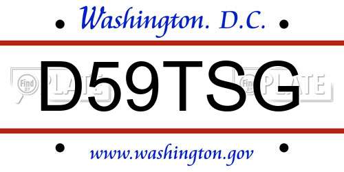 D59TSG District Of Columbia License Plate