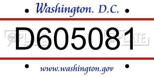 D605081 District Of Columbia License Plate