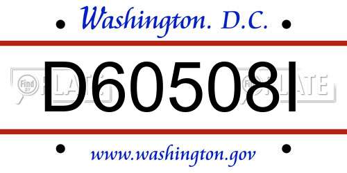 D60508I District Of Columbia License Plate
