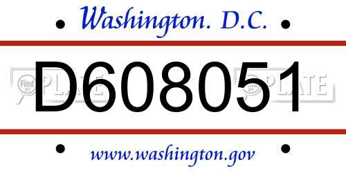 D608051 District Of Columbia License Plate