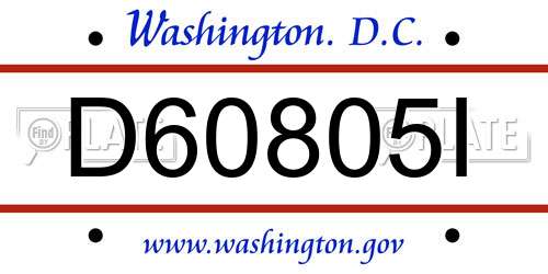 D60805I District Of Columbia License Plate