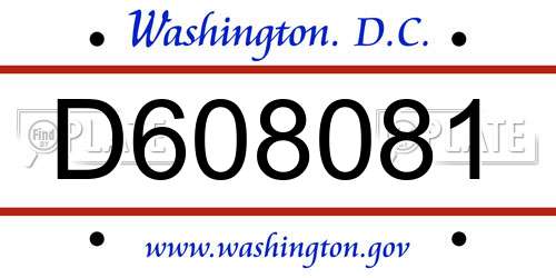 D608081 District Of Columbia License Plate