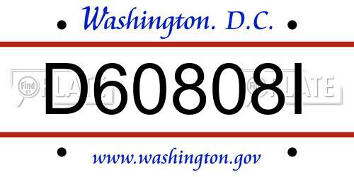 D60808I District Of Columbia License Plate