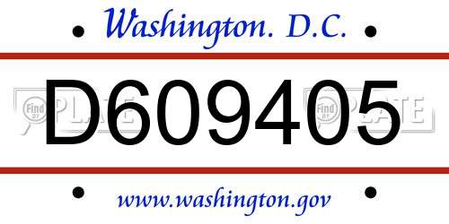 D609405 District Of Columbia License Plate