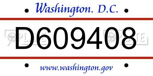 D609408 District Of Columbia License Plate