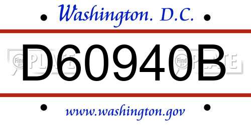 D60940B District Of Columbia License Plate