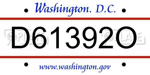 D61392O District Of Columbia License Plate