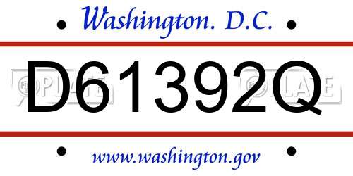 D61392Q District Of Columbia License Plate