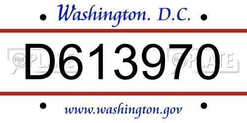 D613970 District Of Columbia License Plate