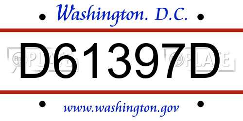 D61397D District Of Columbia License Plate
