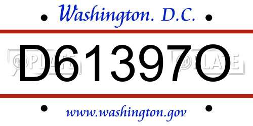 D61397O District Of Columbia License Plate