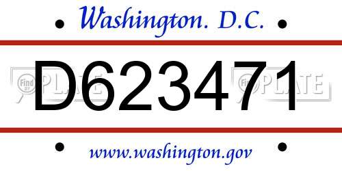 D623471 District Of Columbia License Plate
