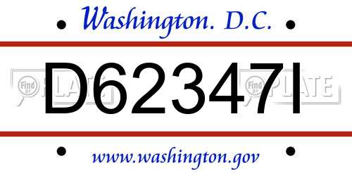 D62347I District Of Columbia License Plate