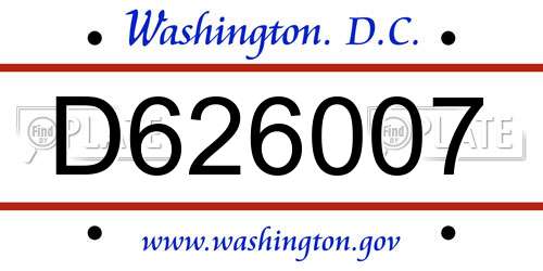 D626007 District Of Columbia License Plate