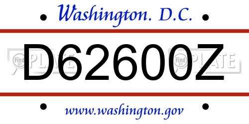 D62600Z District Of Columbia License Plate