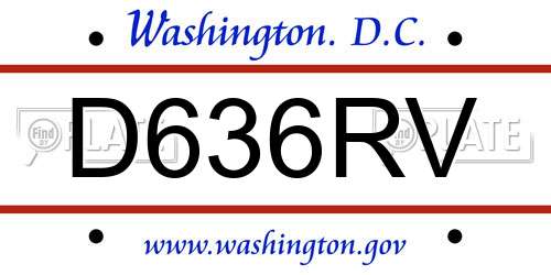 D636RV District Of Columbia License Plate