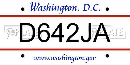 D642JA District Of Columbia License Plate