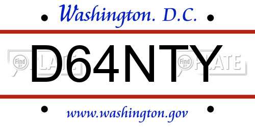 D64NTY District Of Columbia License Plate