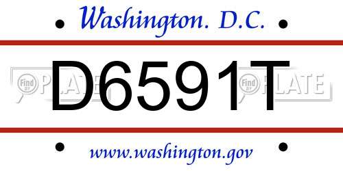 D6591T District Of Columbia License Plate