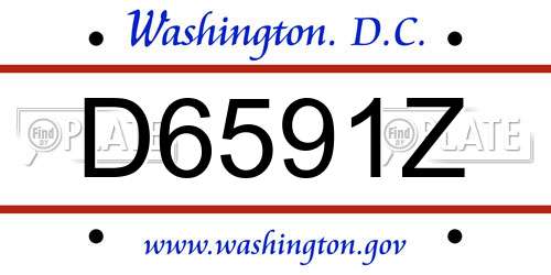 D6591Z District Of Columbia License Plate