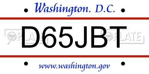 D65JBT District Of Columbia License Plate