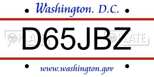 D65JBZ District Of Columbia License Plate
