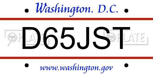 D65JST District Of Columbia License Plate