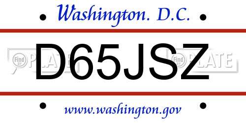 D65JSZ District Of Columbia License Plate