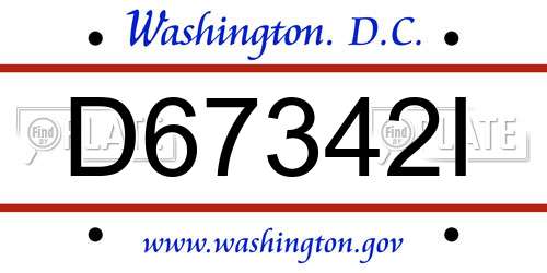 D67342I District Of Columbia License Plate