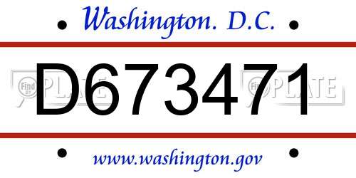 D673471 District Of Columbia License Plate