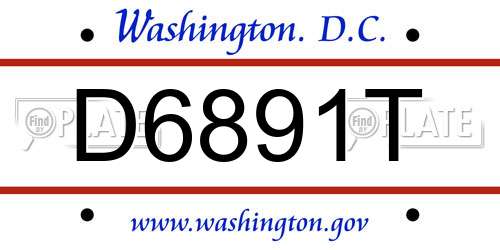 D6891T District Of Columbia License Plate
