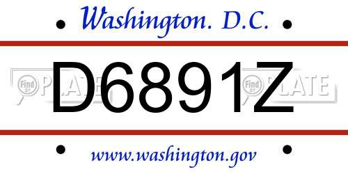 D6891Z District Of Columbia License Plate
