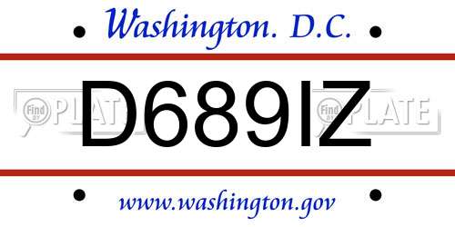 D689IZ District Of Columbia License Plate