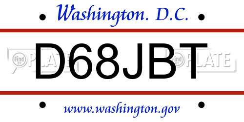 D68JBT District Of Columbia License Plate