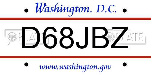 D68JBZ District Of Columbia License Plate