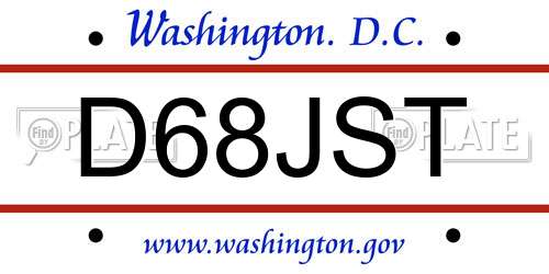 D68JST District Of Columbia License Plate