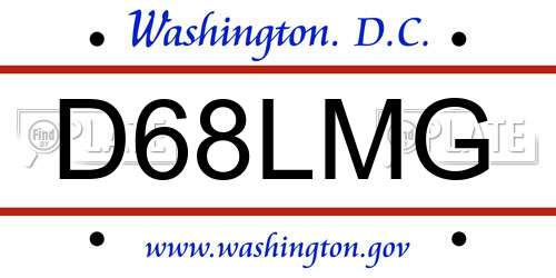 D68LMG District Of Columbia License Plate
