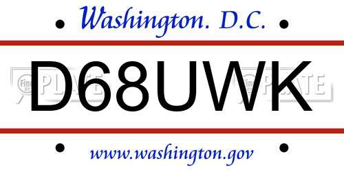 D68UWK District Of Columbia License Plate