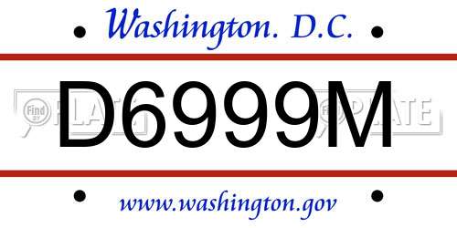D6999M District Of Columbia License Plate