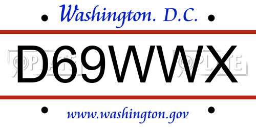 D69WWX District Of Columbia License Plate