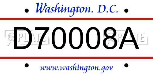 D70008A District Of Columbia License Plate