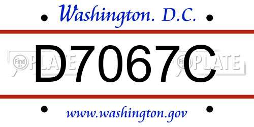 D7067C District Of Columbia License Plate
